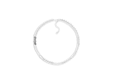 Dior Italic Chain Link Necklace Brass and Resin "Silver/White/Black/Gray"