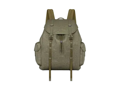 Dior Hit the Road Backpack Dior Gravity Leather and Grained Calfskin "Khaki"