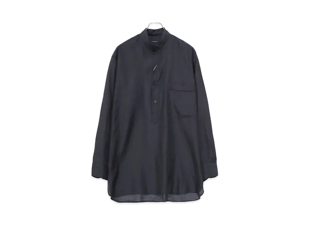 COMOLI Wool Silk Pullover Shirt "Navy"