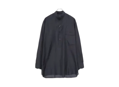 COMOLI Wool Silk Pullover Shirt "Navy"