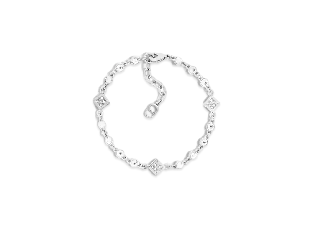 Dior CD Diamond Bracelet Brass and Crystals "Silver/White"