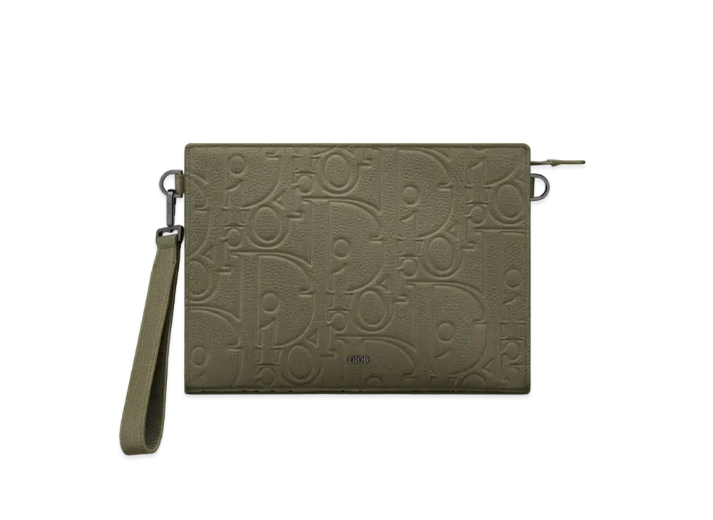 Dior A5 Triangle Pouch Maxi Dior Gravity Leather "Khaki"