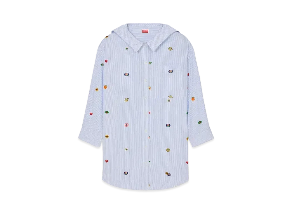 KENZO 'FRUIT STICKERS' Shirt Dress "Sky Blue"