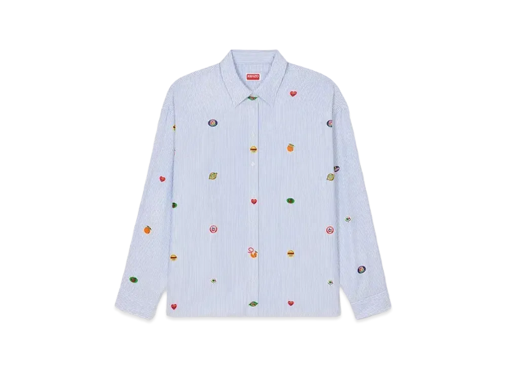 KENZO 'FRUIT STICKERS' Drop Shoulder Shirt "Sky Blue"