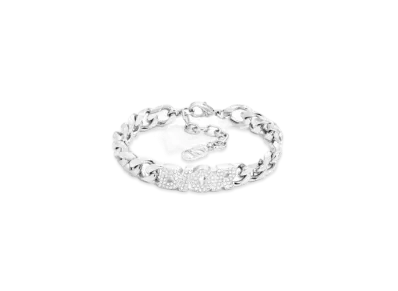 Dior Italic Chain Link Bracelet Brass and Crystals "Silver/White"