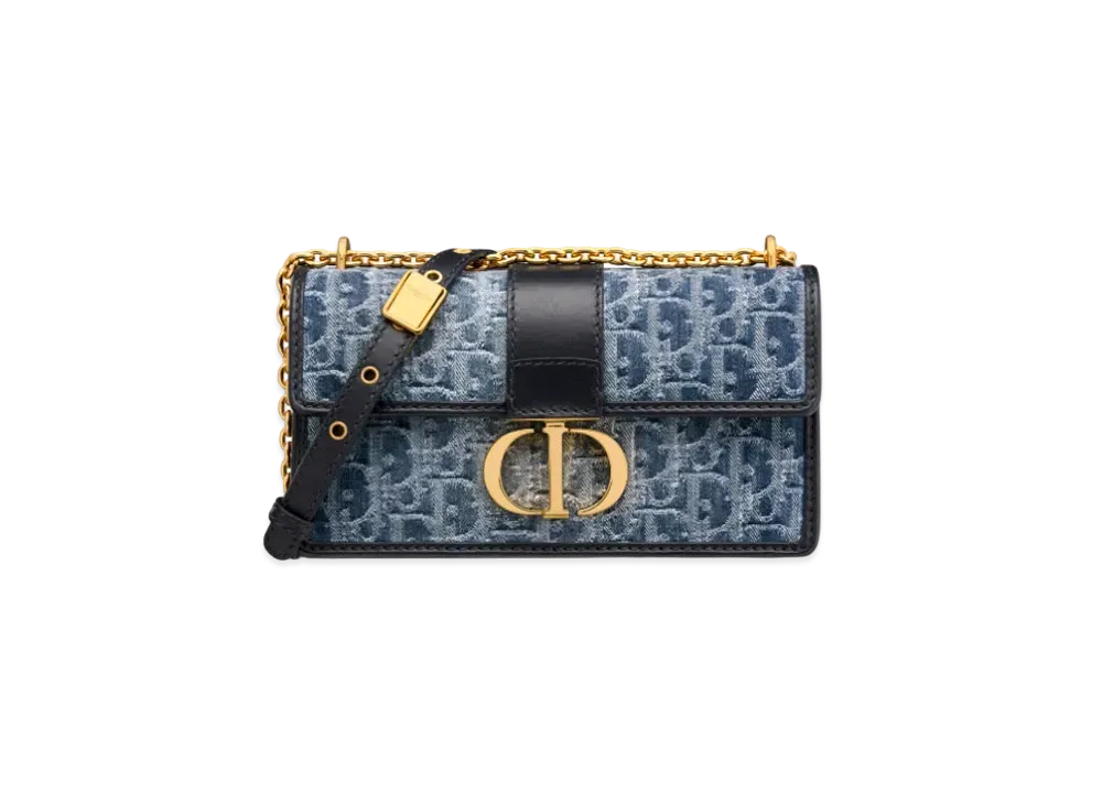 Dior 30 Montaigne East-West Bag with Chain Denim Dior Oblique Jacquard "Blue"