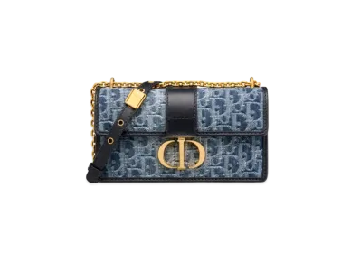 Dior 30 Montaigne East-West Bag with Chain Denim Dior Oblique Jacquard "Blue"