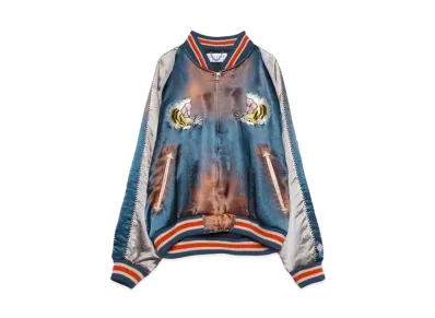 el conductorH UPSIDEDOWN TIGER EMBROIDERED AGED SOURVENIR JKT "BLUE"