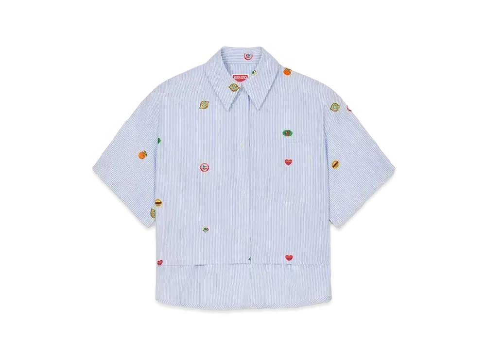 KENZO 'FRUIT STICKERS' Cropped Shirt "Sky Blue"