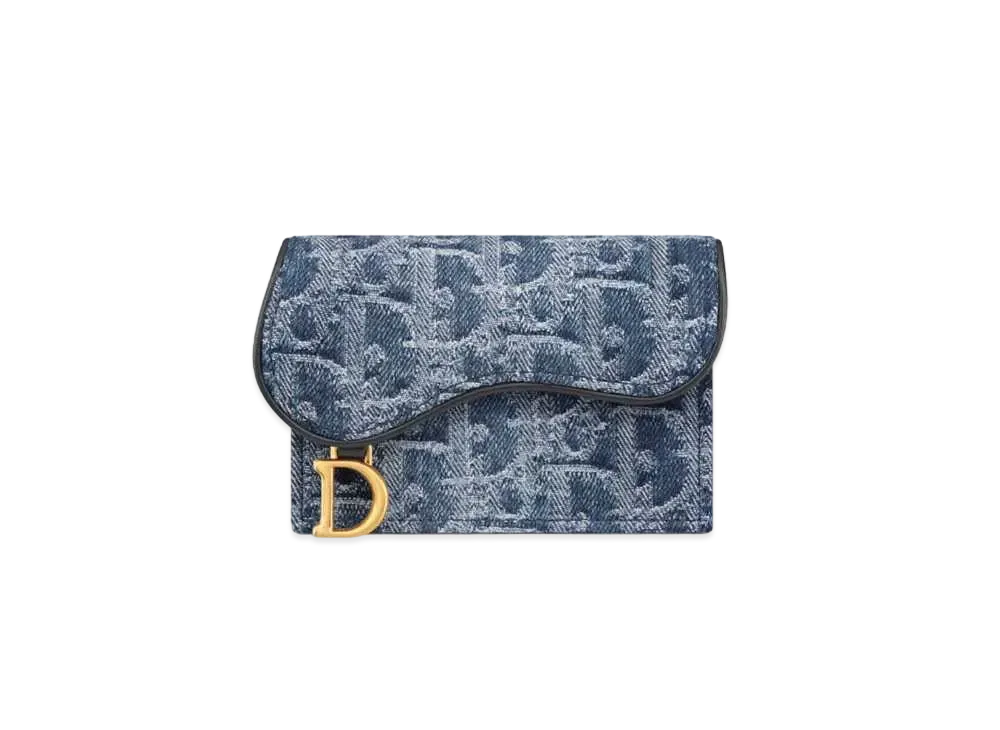 Dior Saddle Bloom Card Holder Denim Dior Oblique Jacquard "Blue"