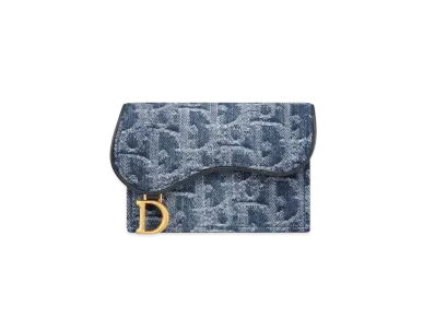 Dior Saddle Bloom Card Holder Denim Dior Oblique Jacquard "Blue"