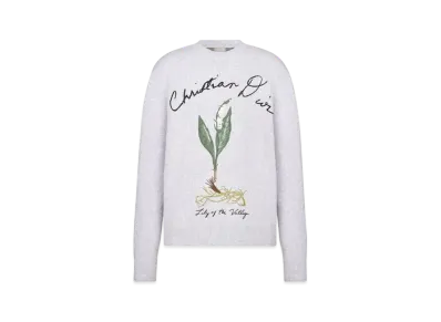 Dior Men's Lily of the Valley Cotton-Blend Jersey Sweater "Gray"