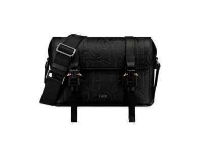 Dior Hit the Road Messenger Bag with Flap Dior Gravity Leather and Grained Calfskin "Black"