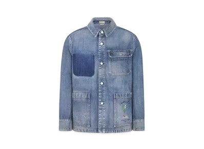 Dior Men's Lily of the Valley Overshirt Cotton Twill "Blue"
