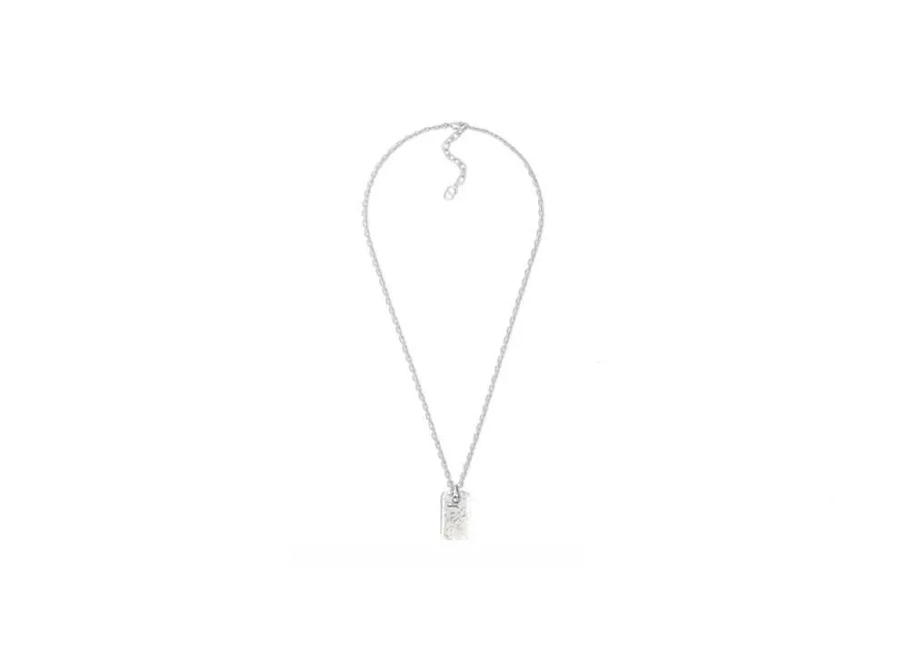 Dior Oblique Plate Pendant Necklace Brass "Silver"
