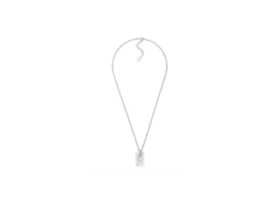 Dior Oblique Plate Pendant Necklace Brass "Silver"