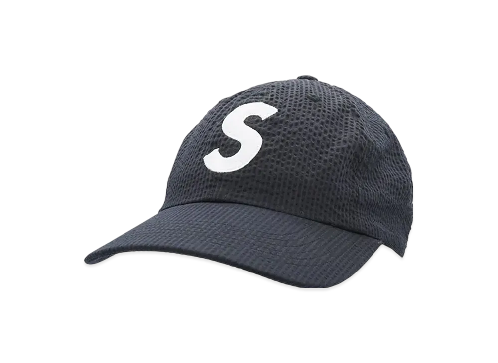 シュプリーム シアサッカー エス ロゴ 6 パネル "ネイビー"