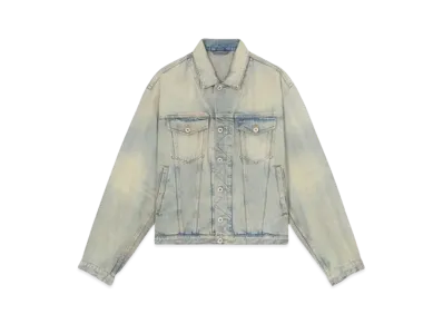 KENZO 'DRAWN VARSITY' Denim Trucker Jacket "Stone Bl Dirty Blue Denim"