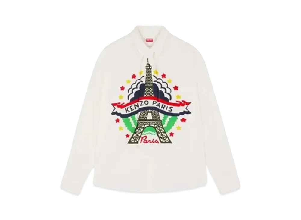 KENZO 'DRAWN VARSITY' Shirt with Removable Tie "White"