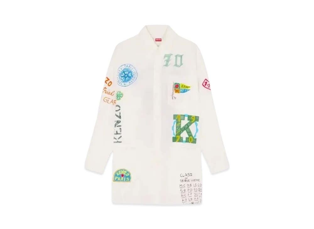 KENZO 'DRAWN VARSITY' Long Oversize Shirt "Multi"