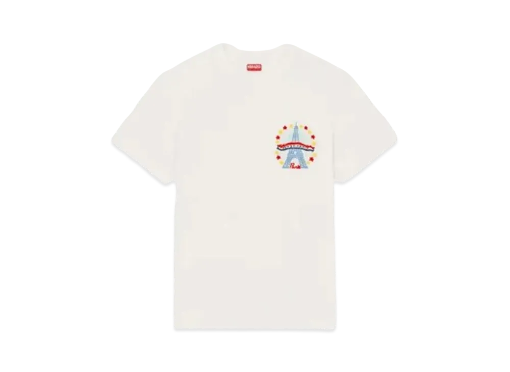 KENZO 'DRAWN VARSITY' Embroidery Slim T-shirt "Off White"