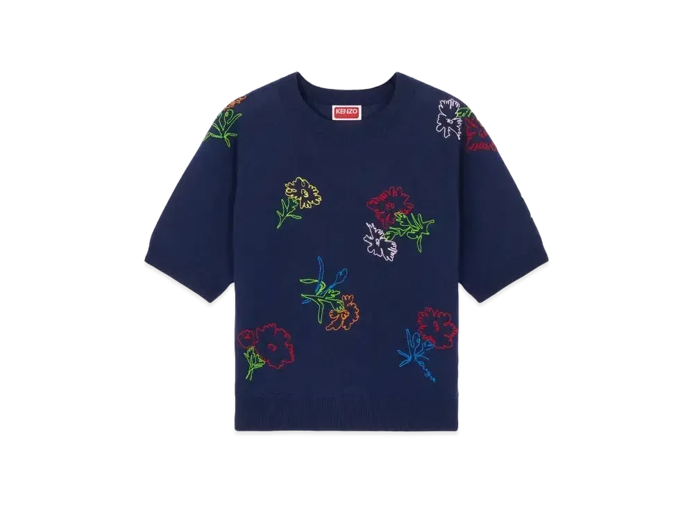 KENZO 'DRAWN FLOWERS' Embroidery Jumper "Midnight Blue"