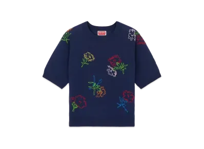 KENZO 'DRAWN FLOWERS' Embroidery Jumper "Midnight Blue"