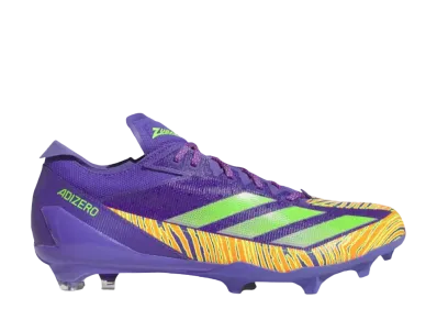 Zubaz × adidas Adizero Electric American Football Cleats "Purple/Team Solar Green/Team Solar Orange"
