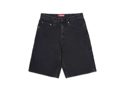 Supreme Script Baggy Denim Short "Washed Black"