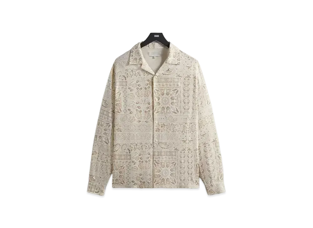 Kith Silk Lyocell Long Sleeve Thompson Camp Collar Shirt "Canvas"