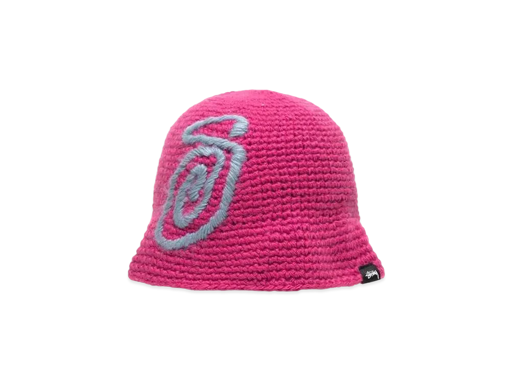Stussy Bucket Hat Swirly S Knit "Berry"
