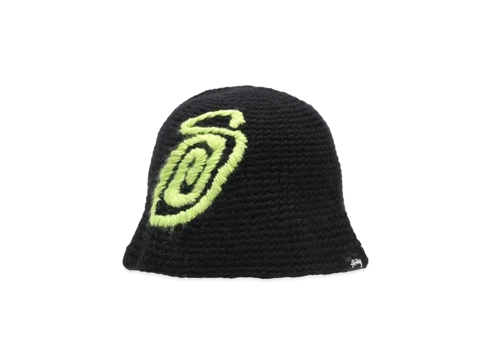 Stussy Bucket Hat Swirly S Knit "Black"