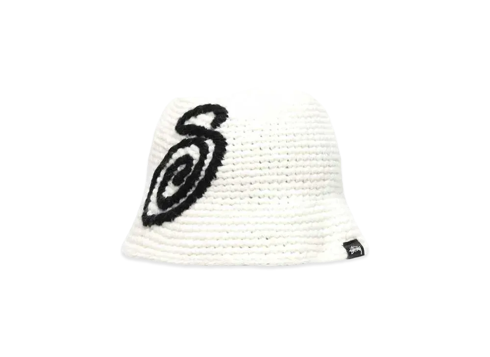 Stussy Bucket Hat Swirly S Knit "Bone"