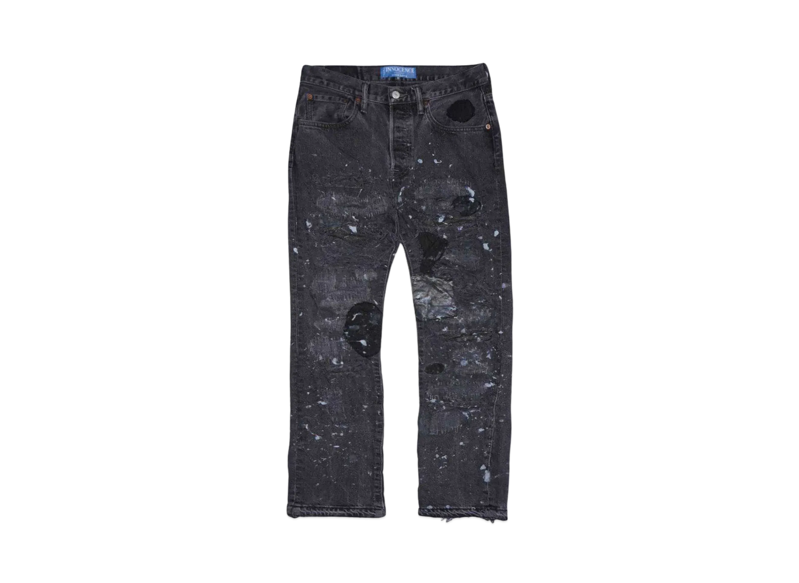 INNOCENCE NYC LEATHER PATCH DENIM PANTS "BLACK"