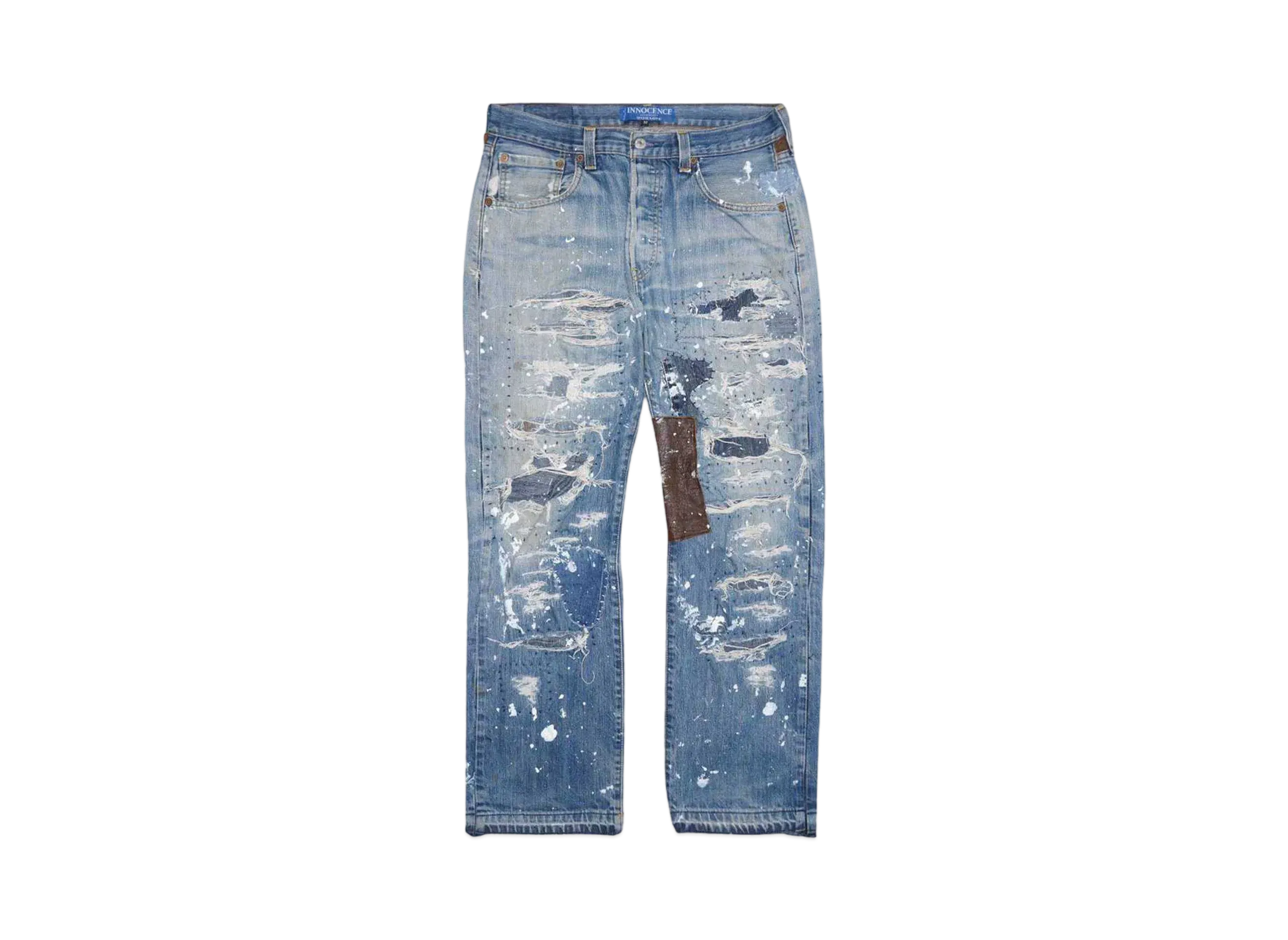 INNOCENCE NYC LEATHER PATCH DENIM PANTS "DENIM"