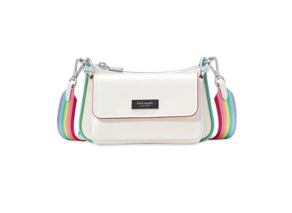 kate spade Double Up Rainbow Trim Crossbody "Cream Multi"