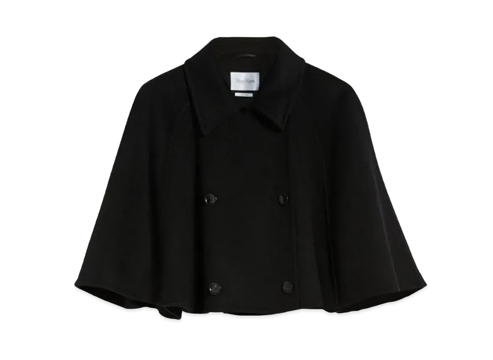 Max Mara Volume Wool Cashmere Double Face Cape "Black"