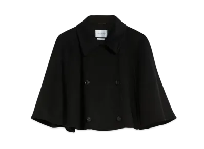 Max Mara Volume Wool Cashmere Double Face Cape "Black"