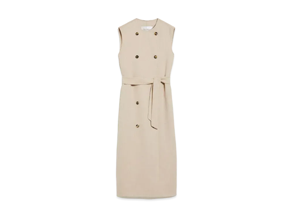 Max Mara Prava Wool Cashmere Double Face Long Gilet "Beige"