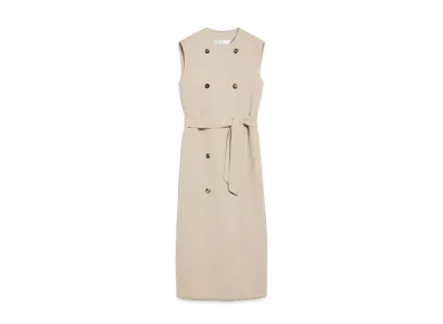 Max Mara Prava Wool Cashmere Double Face Long Gilet "Beige"