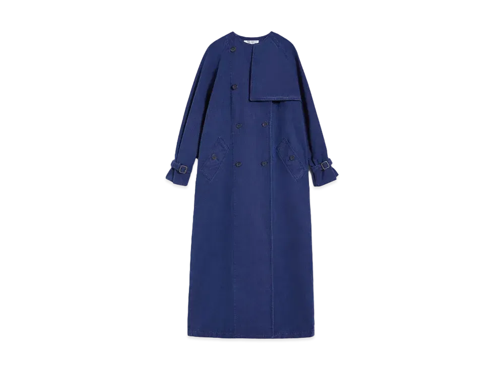 Max Mara Callao Pure Cotton Double-Breasted Trench Coat "Navy"