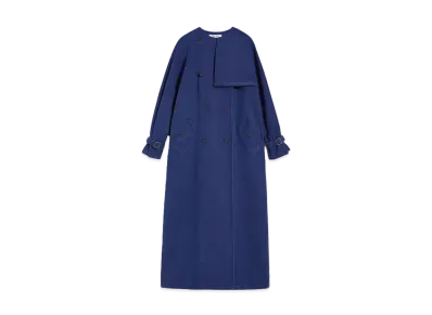 Max Mara Callao Pure Cotton Double-Breasted Trench Coat "Navy"