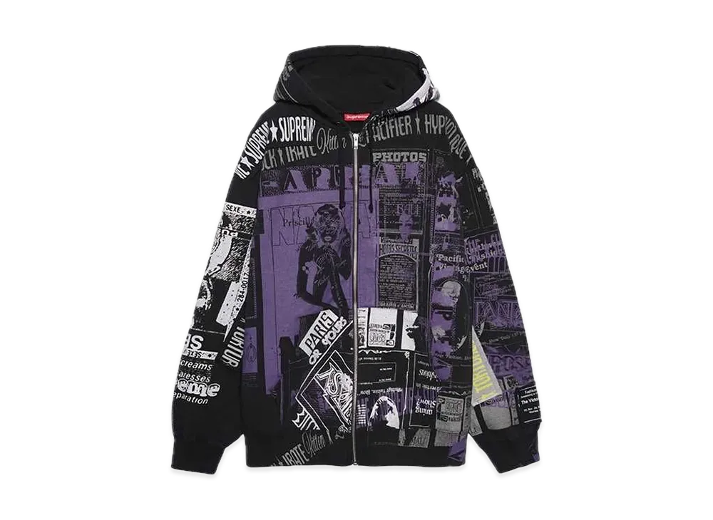 Supreme Collage Zip Up Hooded Sweatshirt "Black"