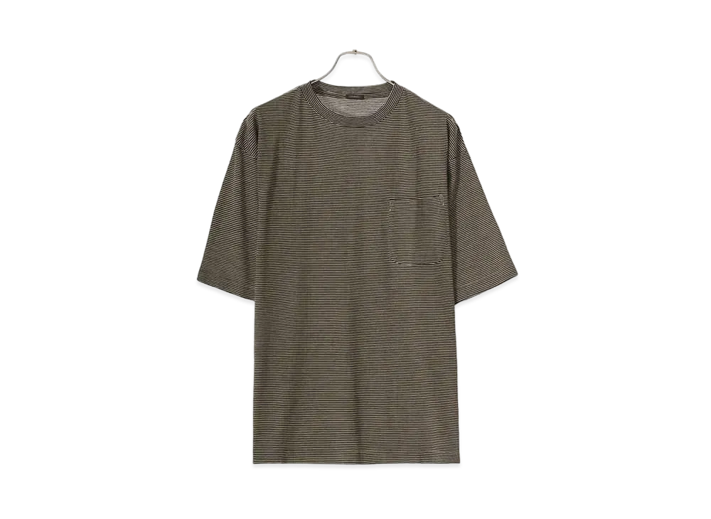 COMOLI Summer Wool Short Sleeve T-shirt "Border"