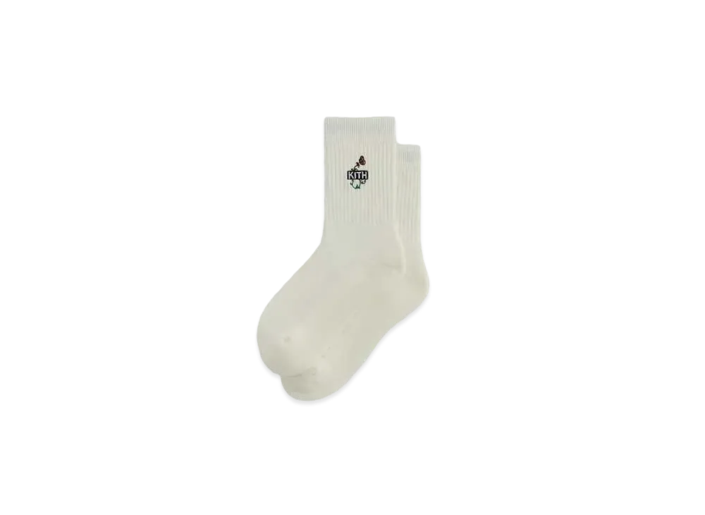 Kith Butterfly Box Logo Mid Crew Socks "White"