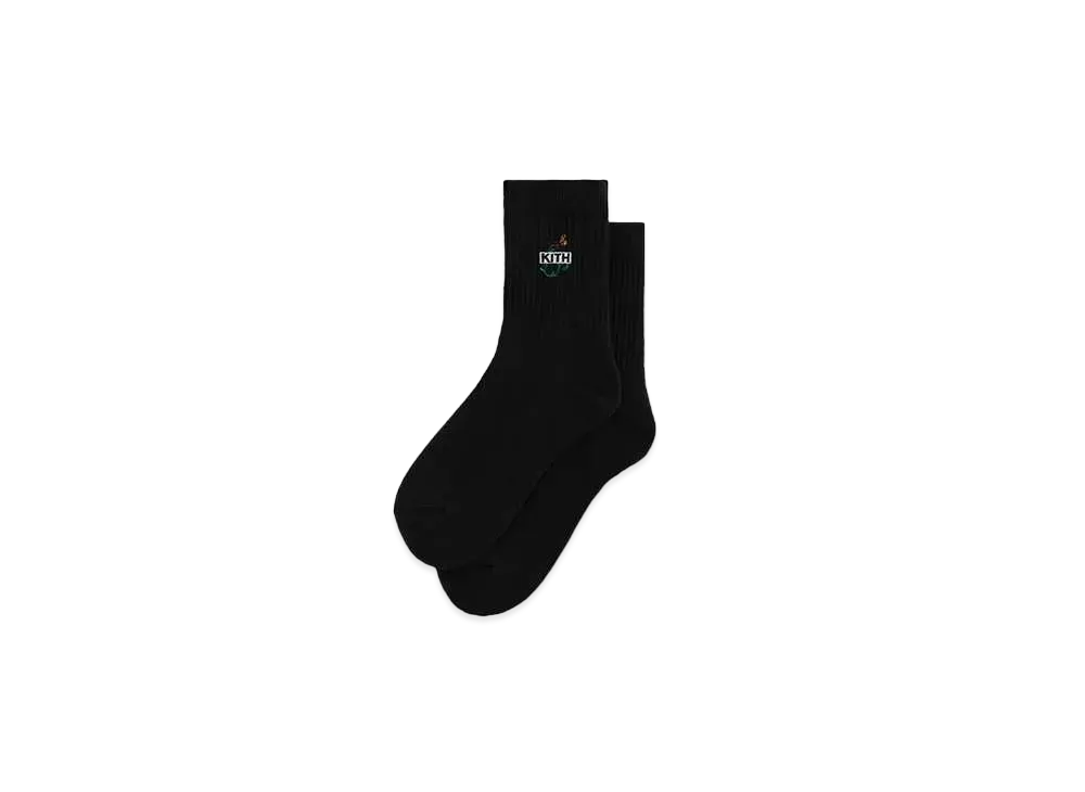 Kith Butterfly Box Logo Mid Crew Socks "Black"