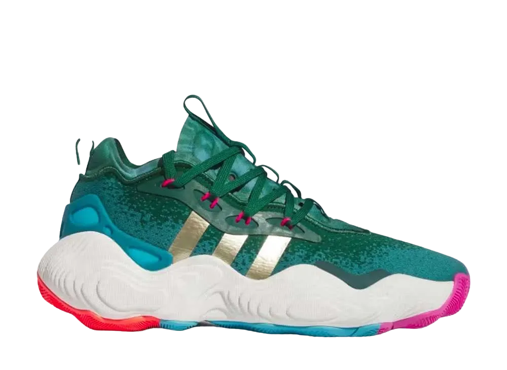 アディダス トレイ・ヤング3 バスケットボール "チームダークグリーン/ゴールドメタリック/アークティックフュージョン"