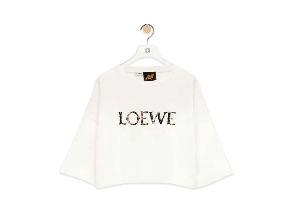 LOEWE Cropped T-Shirt In Cotton Blend "Off White"