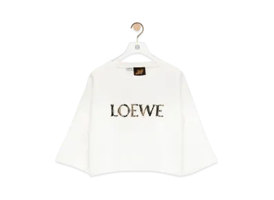 LOEWE Cropped T-Shirt In Cotton Blend "Off White"