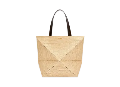 LOEWE XL Puzzle Fold Tote In Raffia "Natural"